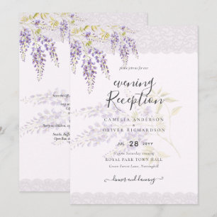LeahG Lila WISTERIA Lace Floral Wedding INVITE Einladung