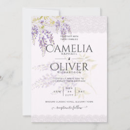 LeahG Lila WISTERIA Lace Floral Wedding INVITE Einladung