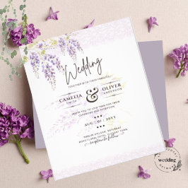 LeahG Lila WISTERIA Lace Floral Wedding INVITE Flyer