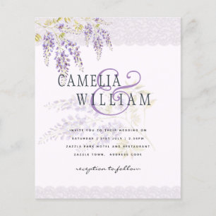 LeahG Lila WISTERIA Lace Floral Wedding INVITE Flyer