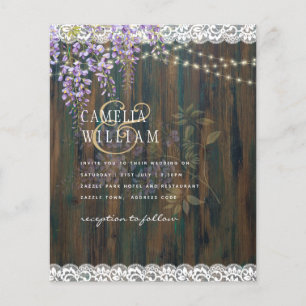 LeahG Lila WISTERIA Rustikale Hochzeit Flyer