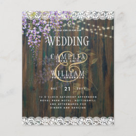 LeahG Lila WISTERIA Rustikale Hochzeit Flyer