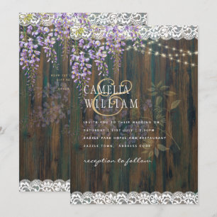 LeahG Lila WISTERIA Rustikale Spitzenhochzeit Einladung