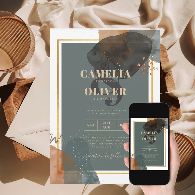 Leahg Moderne Abstrakte AQUAMARINE EARTH TONES küh Einladung (Von Creator hochgeladen)