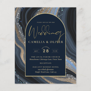 LeahG Navy Blue Gold Agate STARRY NIGHT Wedding Flyer