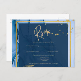 LeahG® Navy Blue Gold Alkohol Tinte Wedding Postkarte