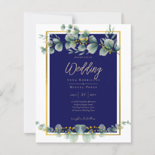 LeahG NAVY BLUE GOLD Greenery Eukalyptus Wedding