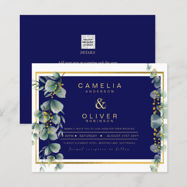 LeahG NAVY BLUE GOLD Greenery Eukalyptus Wedding (Vorne/Hinten)