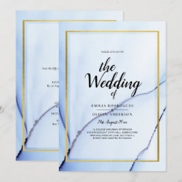 LeahG Navy Blue Gold INK Abstrakt Wedding INVITE Einladung