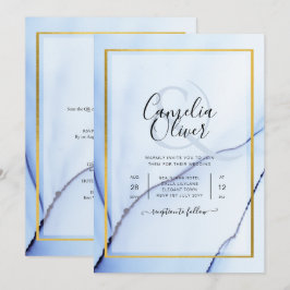 LeahG Navy Blue Gold INK Abstrakt Wedding INVITE Einladung