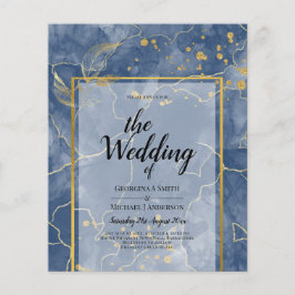 LeahG Navy Blue Gold INK Abstrakt Wedding INVITE Flyer