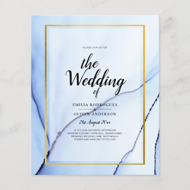 LeahG Navy Blue Gold INK Abstrakt Wedding INVITE Flyer (Vorne)