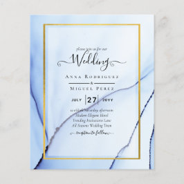 LeahG Navy Blue Gold INK Abstrakt Wedding INVITE Flyer