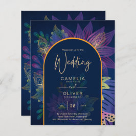 LeahG Navy Lila Gold JEWEL TONES Wedding INVITE