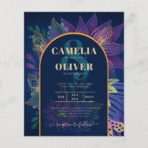 LeahG Navy Lila Gold JEWEL TONES Wedding INVITE