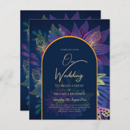 LeahG Navy Lila Gold JEWEL TONES Wedding INVITE
