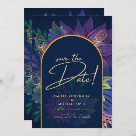 LeahG Navy Lila Gold JEWEL TONES Wedding INVITE Einladung