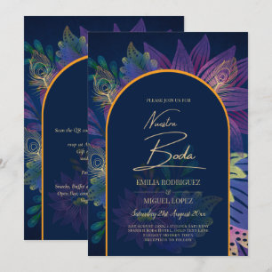 LeahG Navy Lila Gold JEWEL TONES Wedding INVITE Einladung