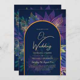 LeahG Navy Lila Gold JEWEL TONES Wedding INVITE Einladung