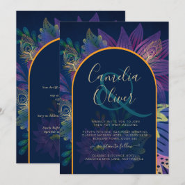 LeahG Navy Lila Gold JEWEL TONES Wedding INVITE Einladung