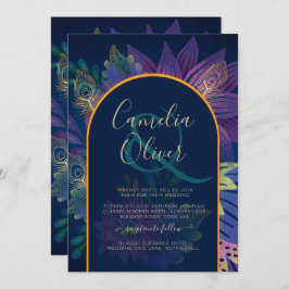 LeahG Navy Lila Gold JEWEL TONES Wedding INVITE Einladung