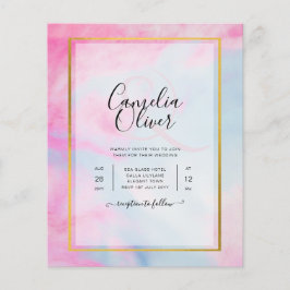LeahG Pink Aqua Blue Gold INK Wedding INVITE Flyer