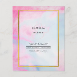 LeahG Pink Aqua Blue Gold INK Wedding INVITE Flyer