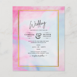 LeahG Pink Aqua Blue Gold INK Wedding INVITE Flyer