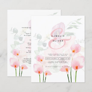 LeahG Pink Calla Lily Floral Wedding Einladung