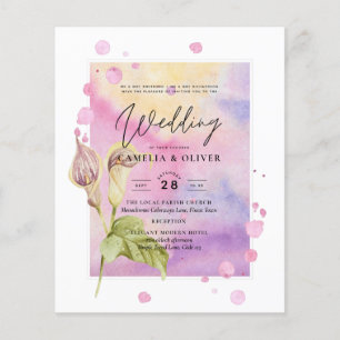 LeahG Pink Calla Lily Floral Wedding Einladung Flyer