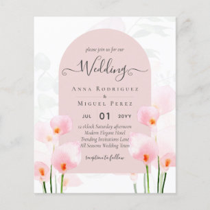 LeahG Pink Calla Lily Floral Wedding Einladung Flyer