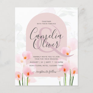 LeahG Pink Calla Lily Floral Wedding Einladung Flyer