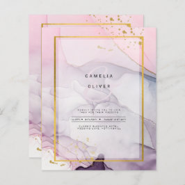 LeahG Pink Lila Lavender Gold INK Wedding INVITE