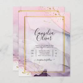 LeahG Pink Lila Lavender Gold INK Wedding INVITE