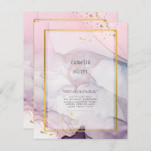 LeahG Pink Lila Lavender Gold INK Wedding INVITE