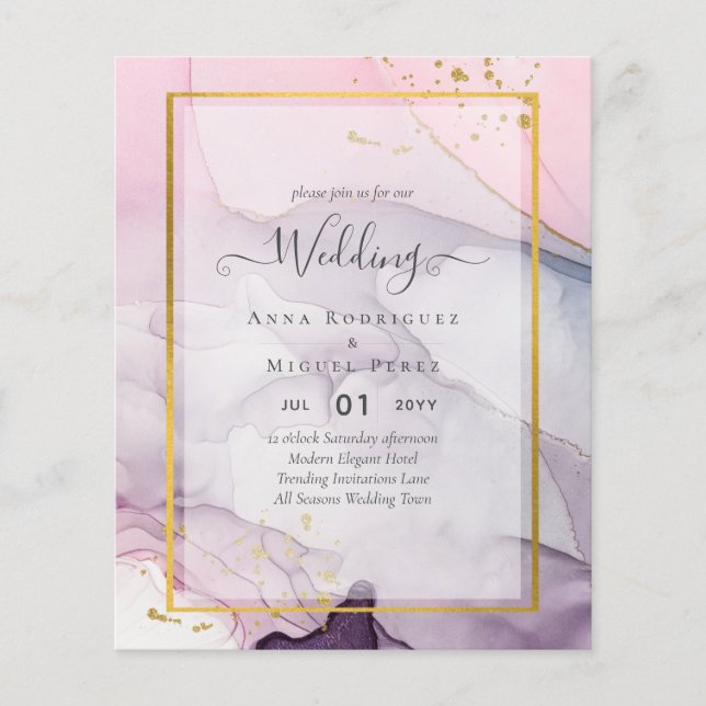 LeahG Pink Lila Lavender Gold INK Wedding INVITE Flyer (Vorne)