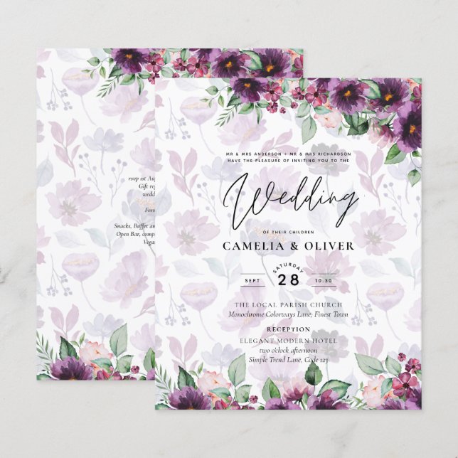 LeahG Plum Lila Berry Floral Wedding Winter (Vorne/Hinten)