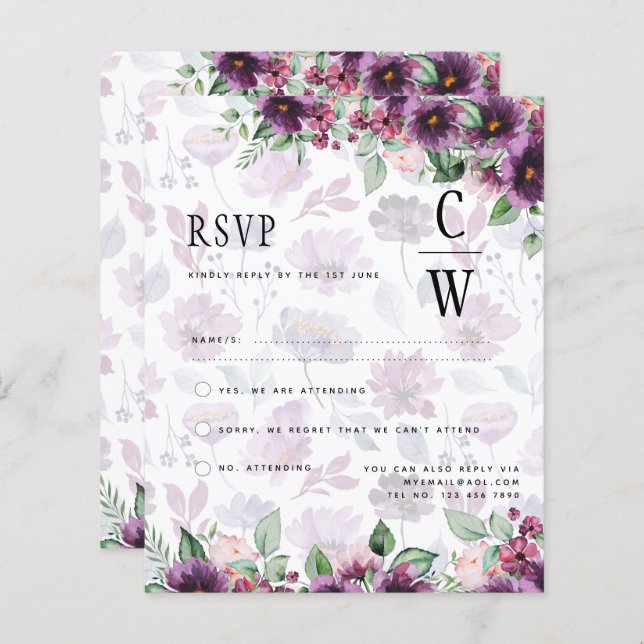 LeahG Plum Lila Berry Floral Wedding Winter (Vorne/Hinten)