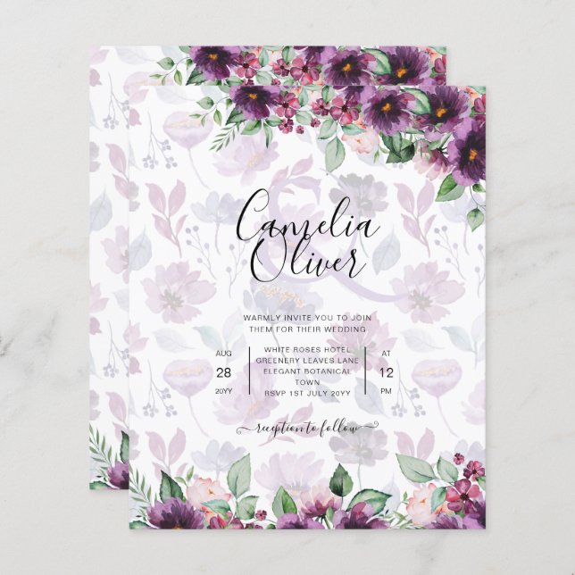 LeahG Plum Lila Berry Floral Wedding Winter (Vorne/Hinten)