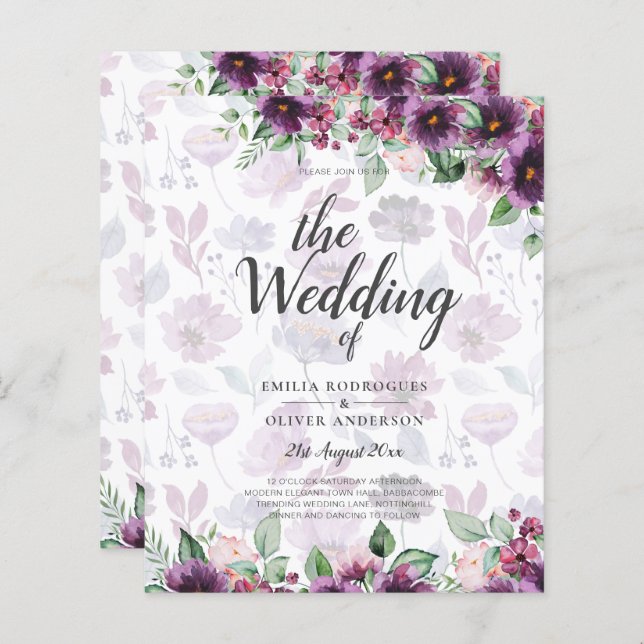 LeahG Plum Lila Berry Floral Wedding Winter (Vorne/Hinten)