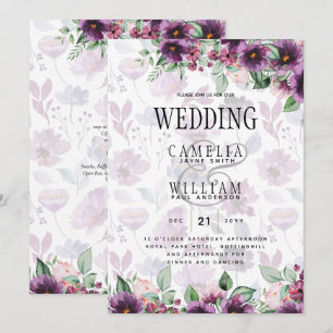 LeahG Plum Lila Berry Floral Wedding Winter Einladung