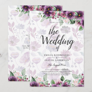 LeahG Plum Lila Berry Floral Wedding Winter Einladung