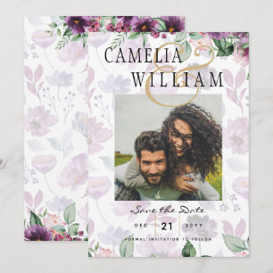 LeahG Plum Lila Berry Floral Wedding Winter Einladung