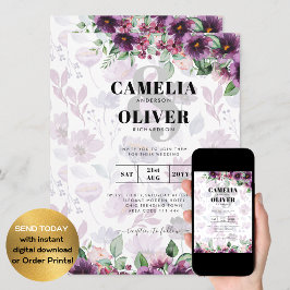 LeahG Plum Lila Berry Floral Wedding Winter Einladung