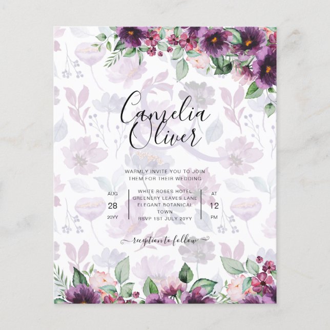 LeahG Plum Lila Berry Floral Wedding Winter Flyer (Vorne)
