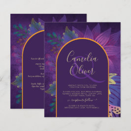 LeahG Plum Lila Gold JEWEL TONES Wedding INVITE