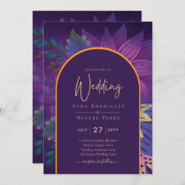 LeahG Plum Lila Gold JEWEL TONES Wedding INVITE Einladung