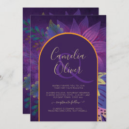 LeahG Plum Lila Gold JEWEL TONES Wedding INVITE Einladung
