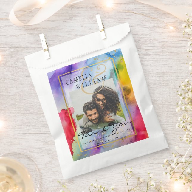 LeahG Rainbow Pride Alcohol Ink Wedding Geschenktütchen (Ausgeschnitten)
