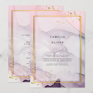 LeahG Rosa Lila Lavendel Gold Tinte Hochzeits-Einl Einladung